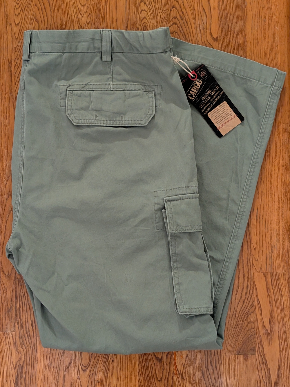 Roundtree & Yorke Gray-Green Cotton Utility Cargo Pants Men's 42x32